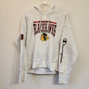 Champion NHL Chicago Blackhawks Hoodie Reverse Weave Gray Women L Outdoor Sporty